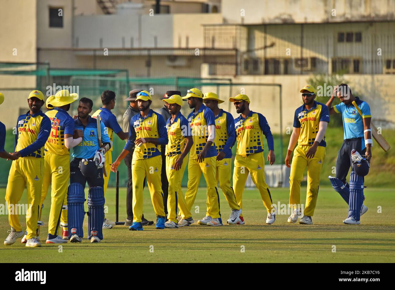 Tamil Nadu players celebrate after winning during Vijay Hazare Trophy