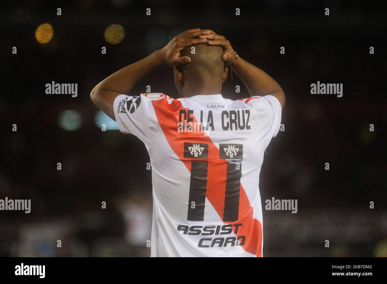 Nicolas De La Cruz of River Plate reacts during the semi final first leg match between River Plate and Boca Juniors as part of Copa CONMEBOL Libertadores 2019 at Estadio Monumental Antonio Vespucio Liberti on October 01, 2019 in Buenos Aires. (Photo by Gabriel Sotelo/NurPhoto) Stock Photo