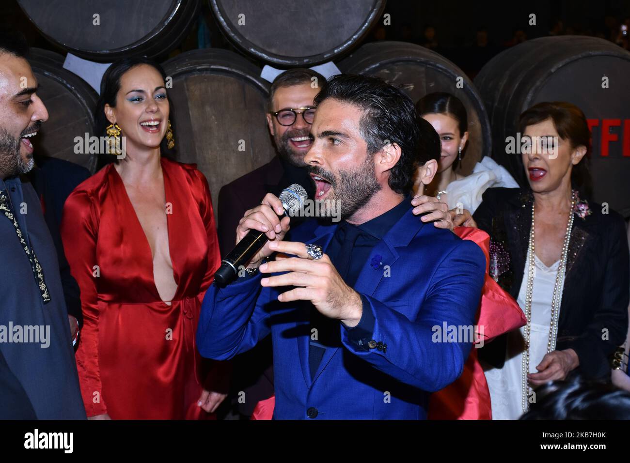 Osvaldo Benavides sings during a red carpet of Monarca Tv Series by Netflix premiere at Antiguo Colegio de San Ildefonso on September 10, 2019 in Mexico City, Mexico (Photo by Eyepix/NurPhoto) Stock Photo