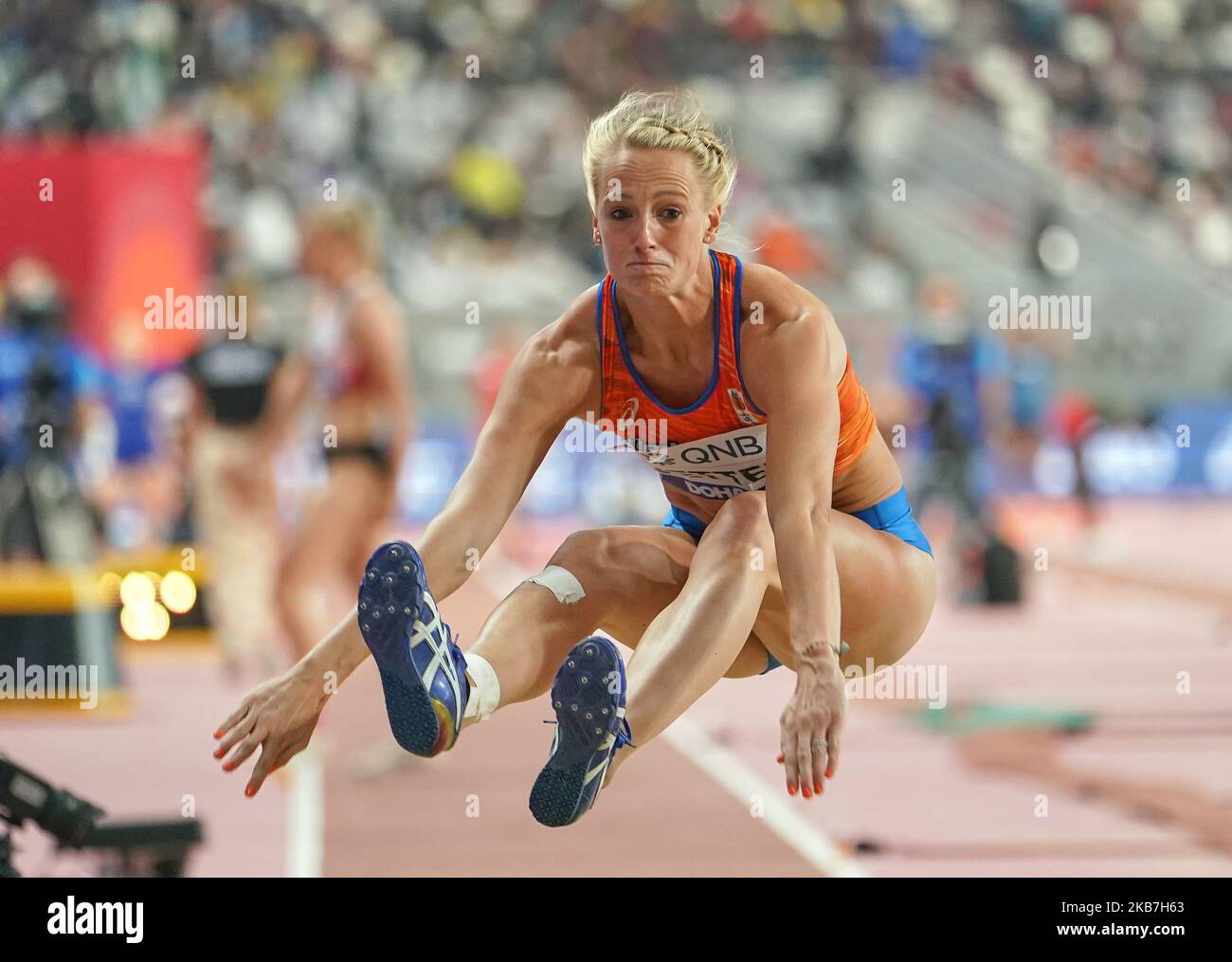 Emma Oosterwegel of Netherlands competing in heptathlon for women