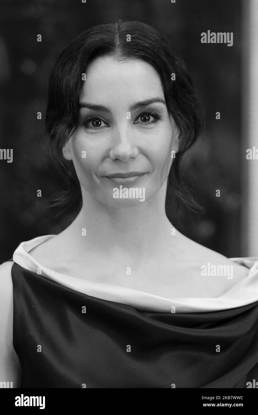 (EDITOR NOTE: This image has been converted in black and white) The dancer and artistic director of the English National Ballet Tamara Rojo poses during the portrait session at the Royal Theater in Madrid. on October 8, 2019. Spain (Photo by Oscar Gonzalez/NurPhoto) Stock Photo