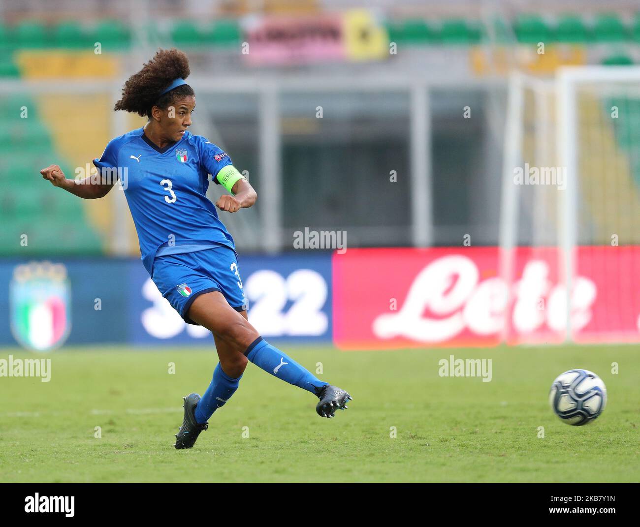 Sara Gama of Italy during EURO 2021 Qualification Women's National Team match between Italy vs Bosnia and Herzegovina at Stadium ''Renzo Barbera'' in Palermo on october 8, 2019 (Photo by Gabriele Maricchiolo/NurPhoto) Stock Photo