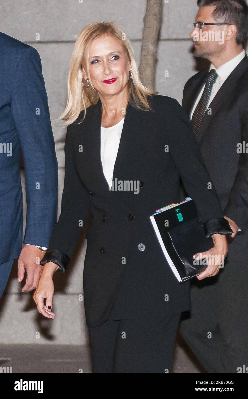 Politician Cristina Cifuentes arriving to court for Punica case: Partido Popular illegal funding in Madrid on , 09 October 2019. Spain (Photo by Oscar Gonzalez/NurPhoto) Stock Photo