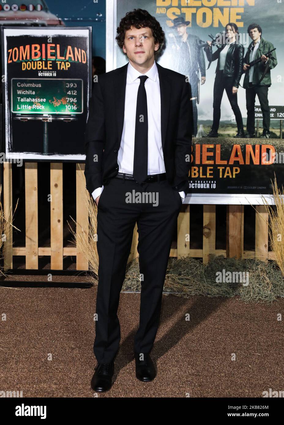 WESTWOOD, LOS ANGELES, CALIFORNIA, USA - OCTOBER 10: Actor Jesse Eisenberg arrives at the Los Angeles Premiere Of Sony Pictures' 'Zombieland Double Tap' held at the Regency Village Theatre on October 10, 2019 in Westwood, Los Angeles, California, United States. (Photo by David Acosta/Image Press Agency/NurPhoto) Stock Photo