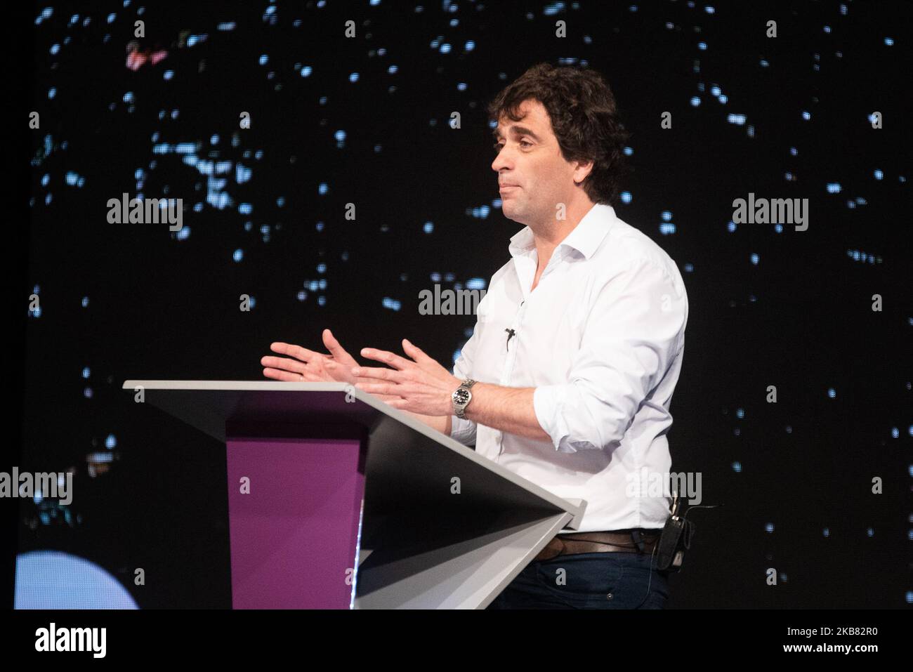 Gabriel Solano, gives his speech during the debate of the City of Buenos Aires, in Buenos Aires, Argentina, on October 10, 2019. (Photo by Manuel Cortina/NurPhoto) Stock Photo