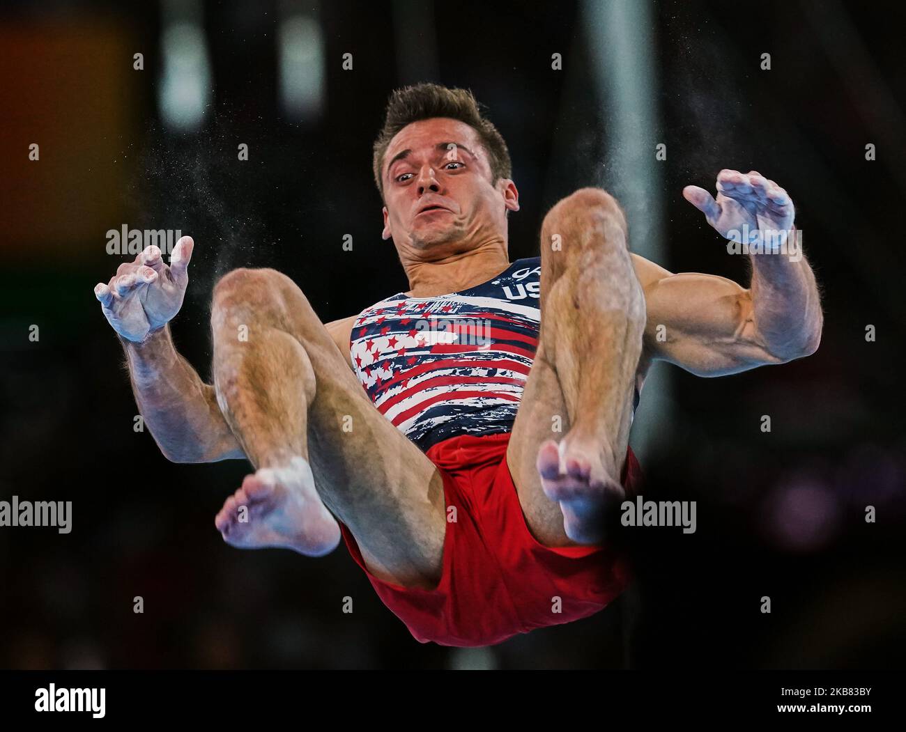 Samuel Mikulak of United States of America during floor exercise for