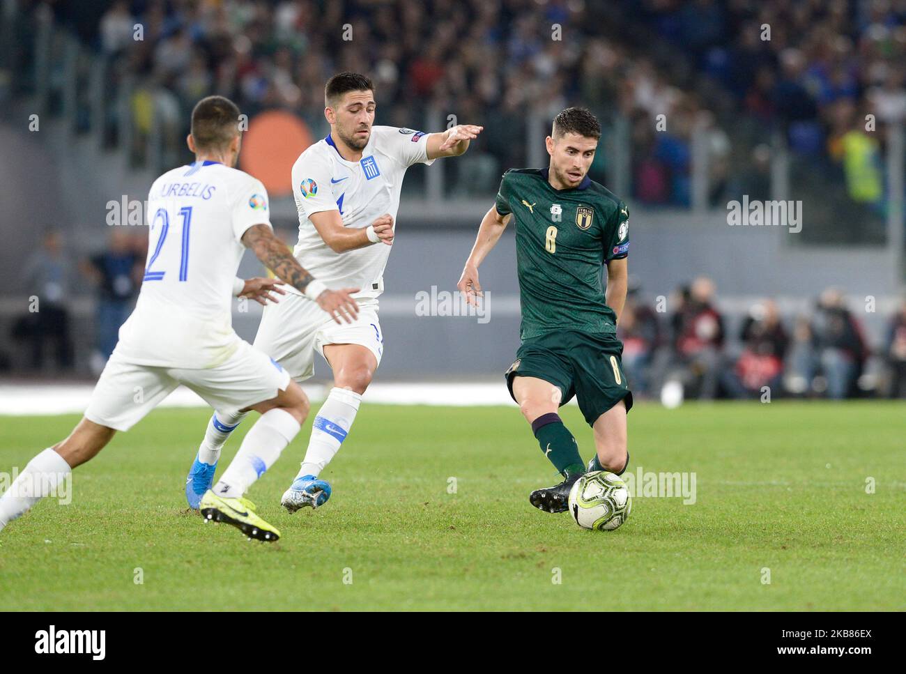 Jorginho during the UEFA Euro 2020 qualifier between Italy and Greece on October 12, 2019 in Rome, Italy. (Photo by Silvia Lore/NurPhoto) Stock Photo