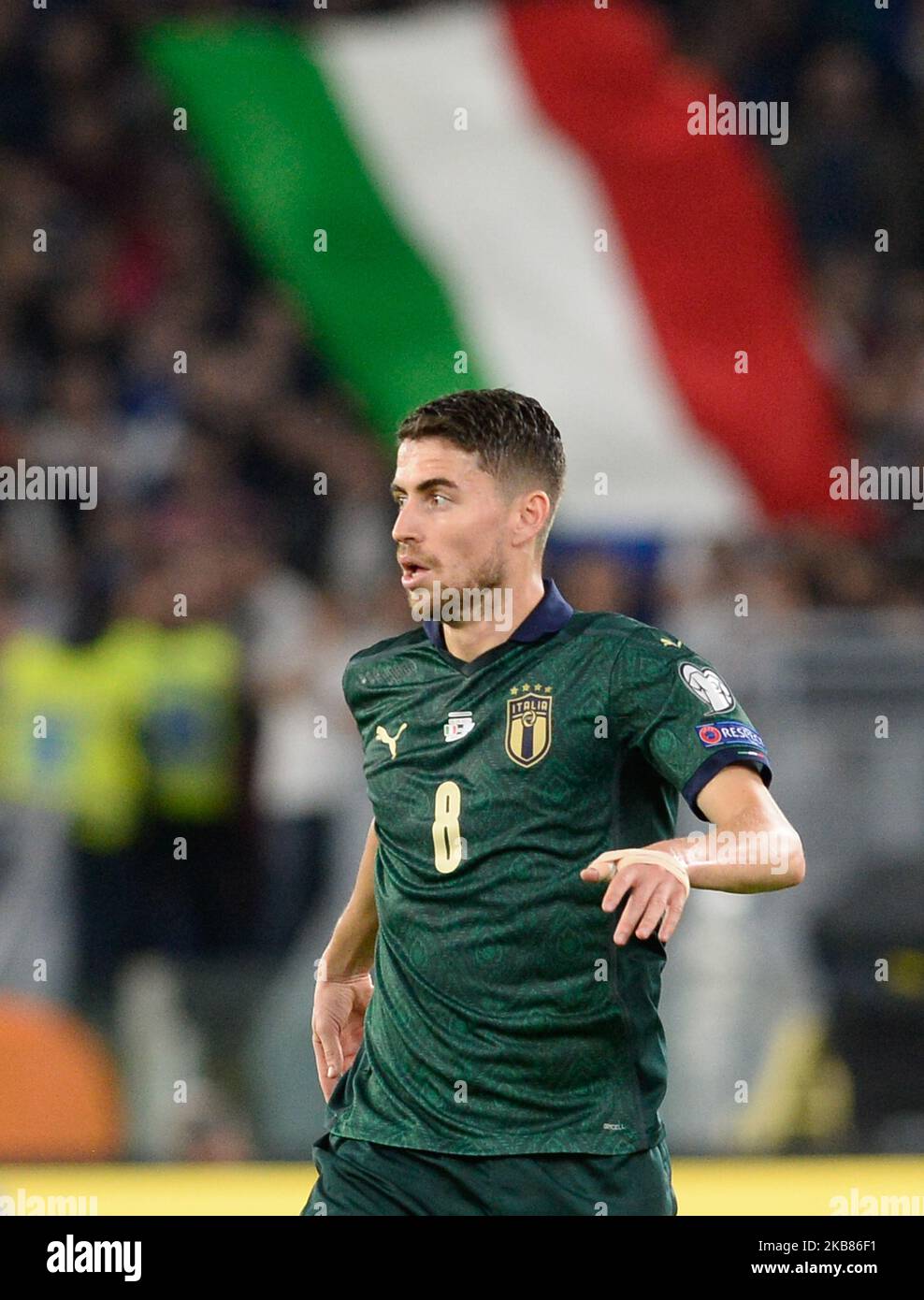 Jorginho during the UEFA Euro 2020 qualifier between Italy and Greece on October 12, 2019 in Rome, Italy. (Photo by Silvia Lore/NurPhoto) Stock Photo