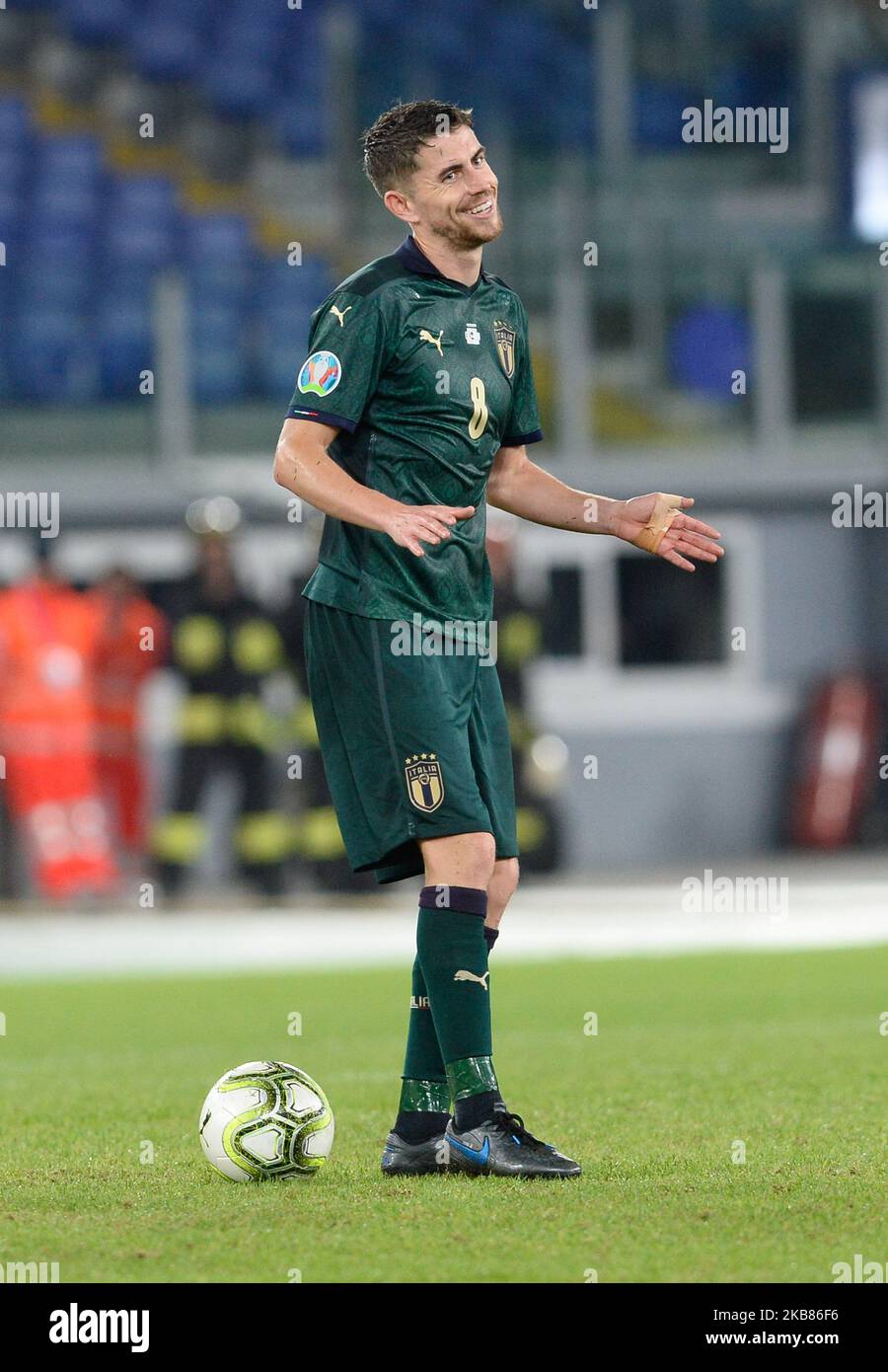 Jorginho during the UEFA Euro 2020 qualifier between Italy and Greece on October 12, 2019 in Rome, Italy. (Photo by Silvia Lore/NurPhoto) Stock Photo