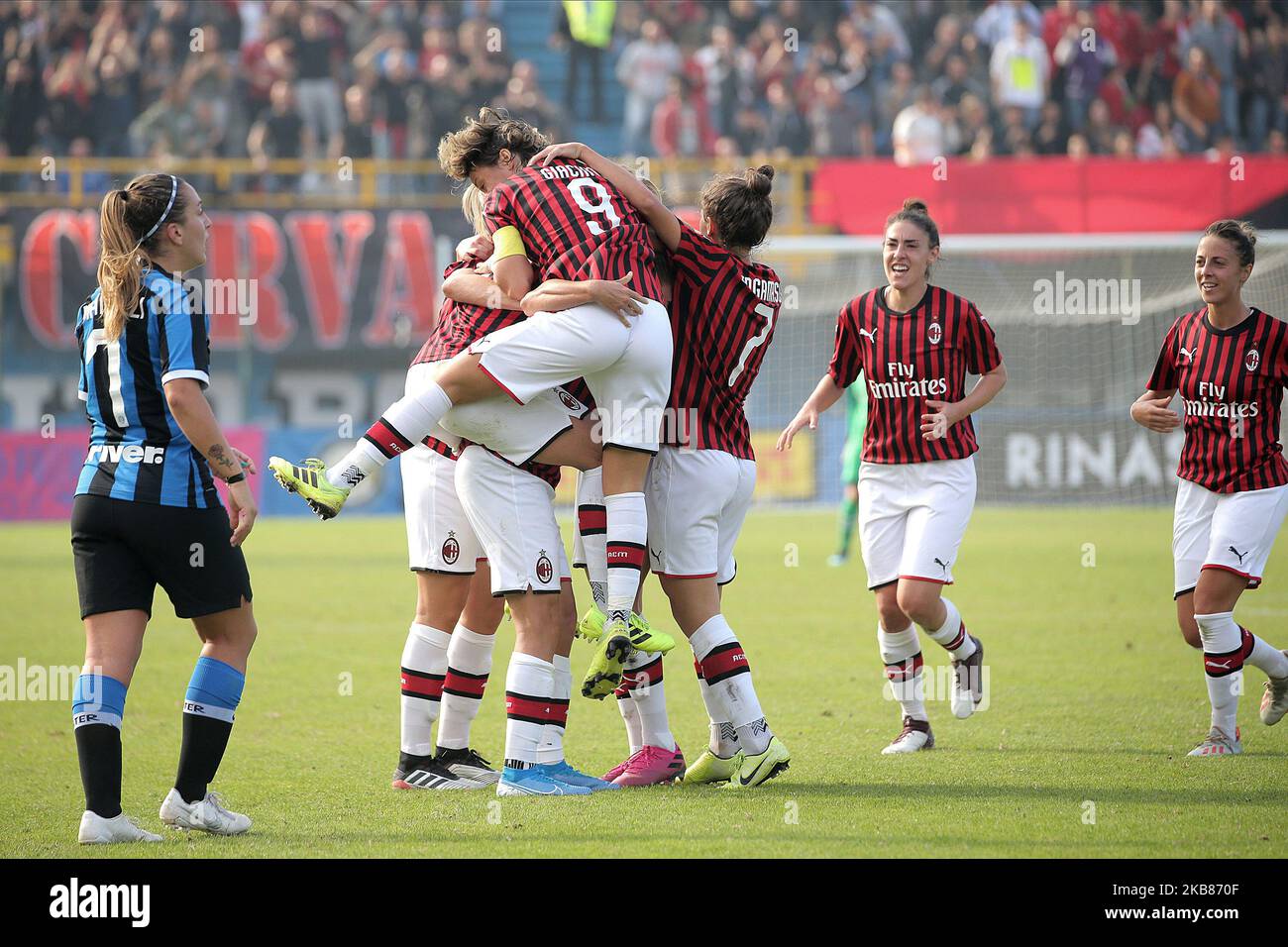 Zsanette Kajan of ACF Fiorentina celebrates after scoring his team's third  goal with team mates during AC Milan - ACF Fiorentina , 1st turn of Serie A  Femminile Tim 2022/23 in Centro