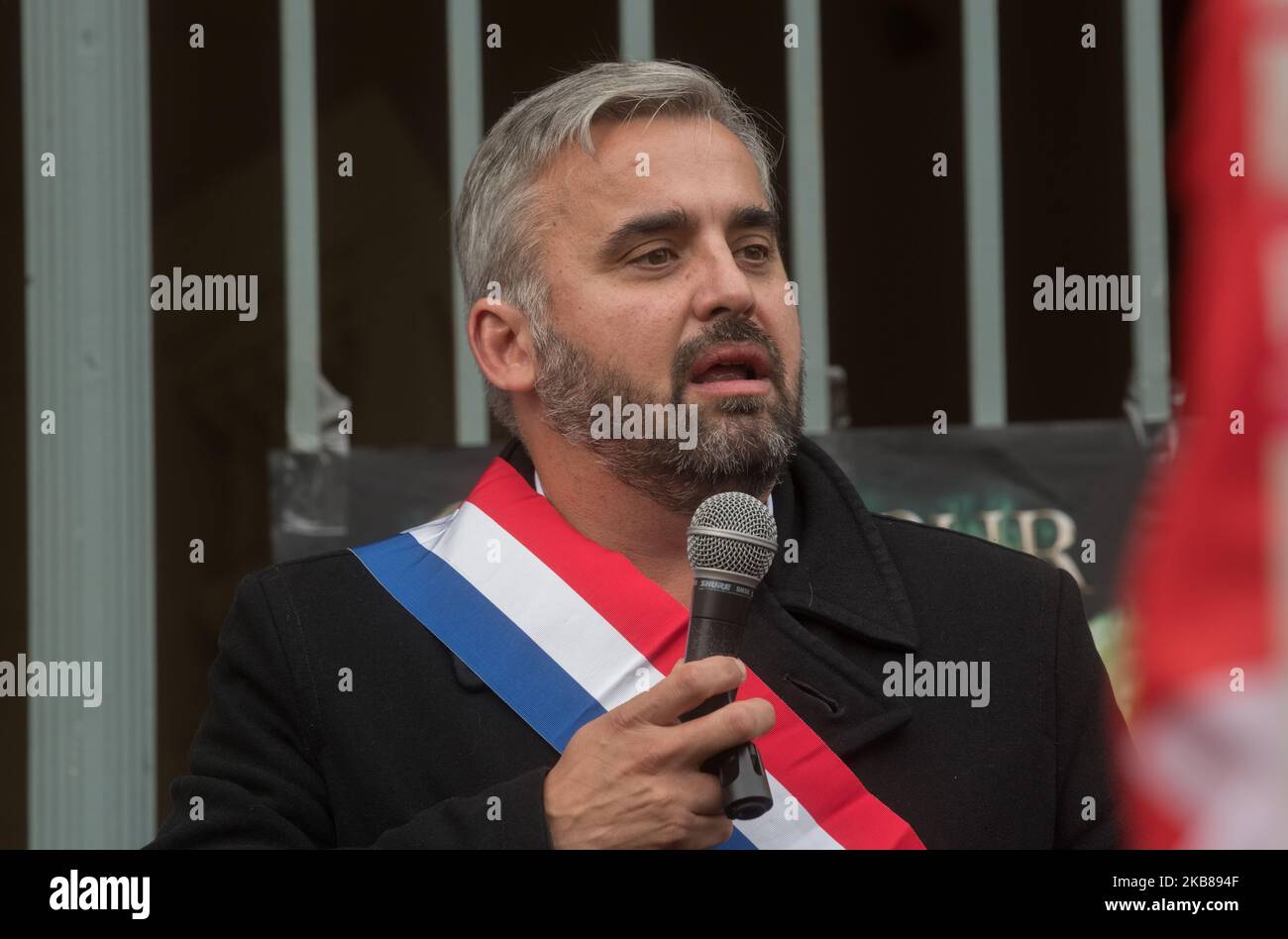 Alexis Corbiere, MP from France Insoumise of Seine-Saint-Denis came to Rennes (France) on October 14, 2019 to support Daniel Cueff, mayor of Langouet (Ille-et-Vilaine, France) who was supposed to defend his decree anti-pesticides on his commune. (Photo by Estelle Ruiz/NurPhoto) Stock Photo