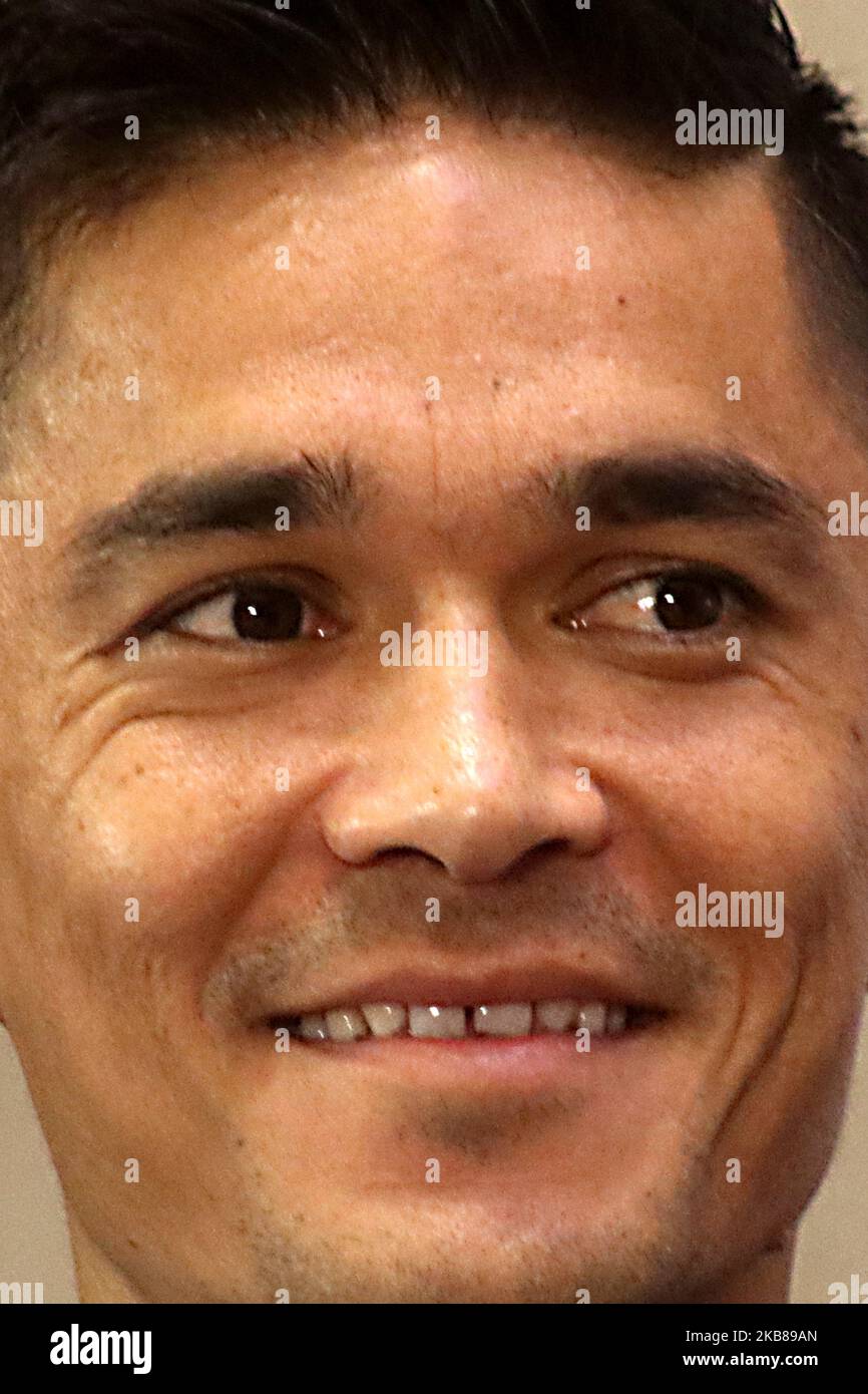 Indian football team Captain Sunil Chhetri at the meet the press for