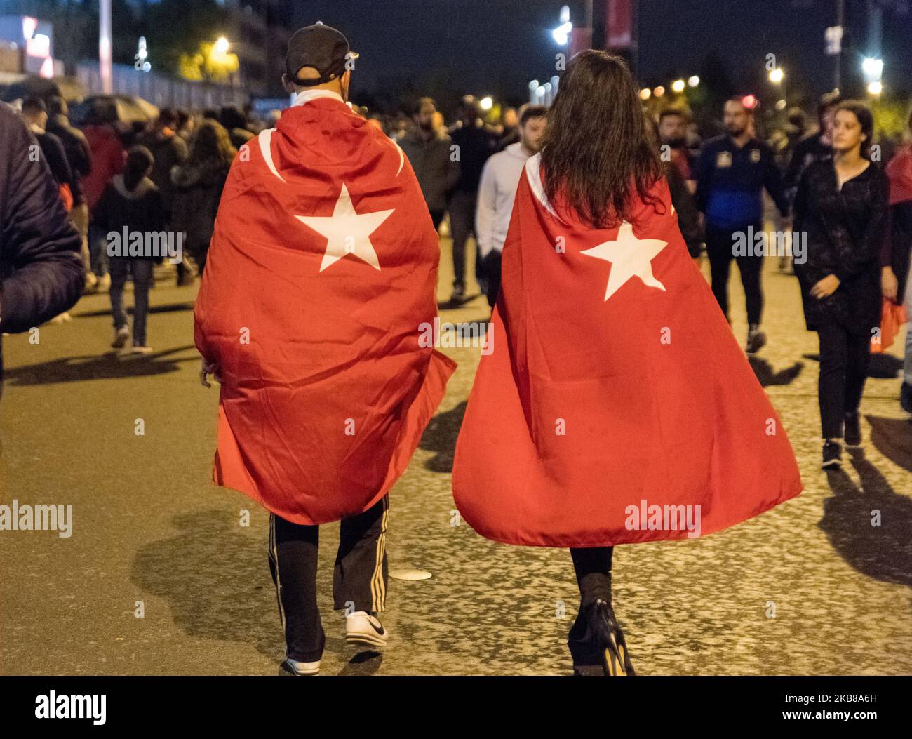 Ambient photography before the start of the 14 October 2019 football match between France and Turkey at the Stade de France (Paris / Saint-Denis, France) as part of the Euro 2020 qualifiers Given the international context (conflict between Turkey and the Kurdish fighters), this match is qualified at risk by the authorities who fear overflows and mobilized 600 policemen (Photo by Estelle Ruiz/NurPhoto) Stock Photo