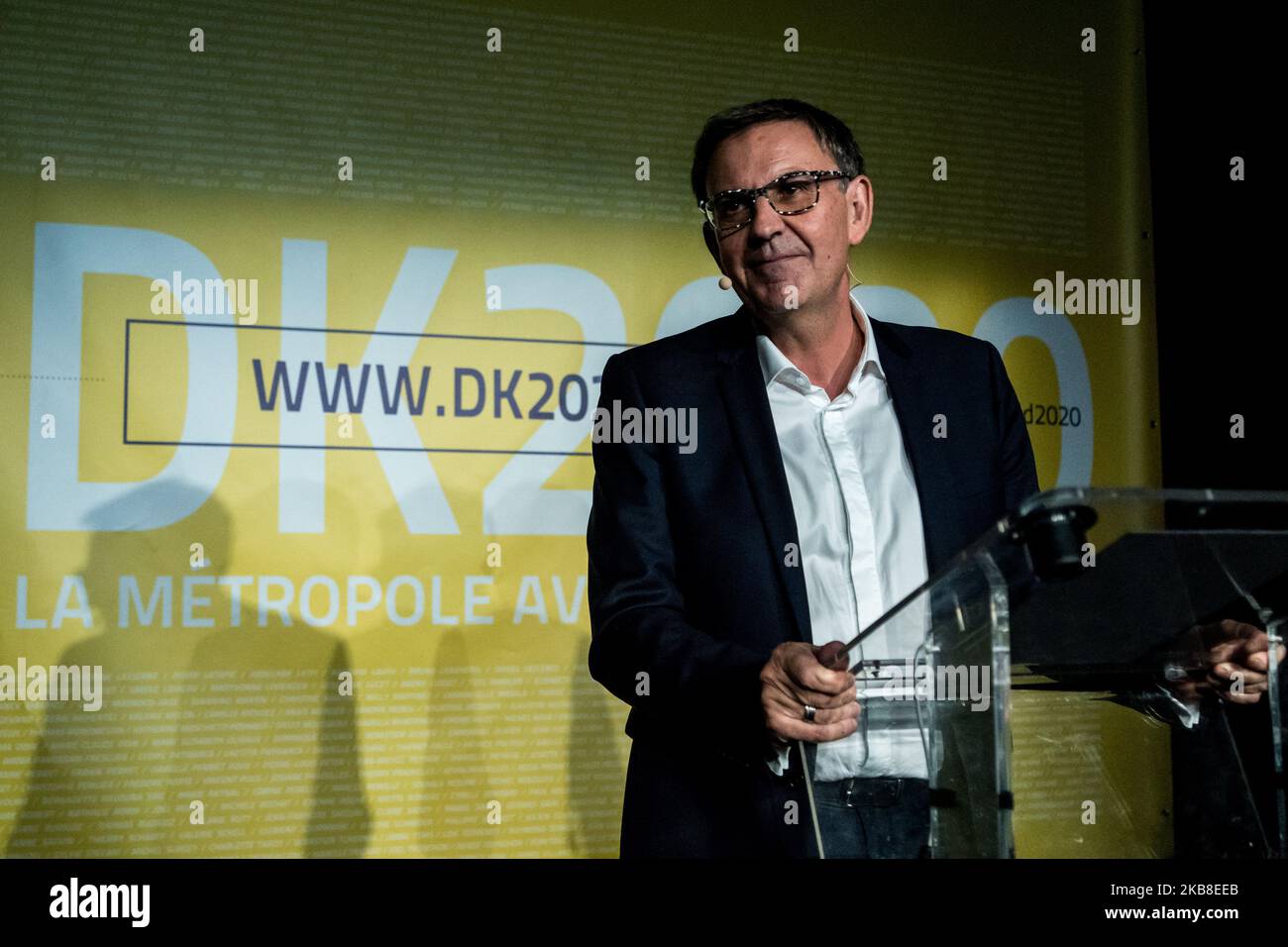 President of Lyon Metropol and candidate for the upcoming municipal and metropolitan elections in Lyon David Kimelfeld delivers a speech during a meeting on 16 October, 2019 in Lyon. (Photo by Nicolas Liponne/NurPhoto) Stock Photo