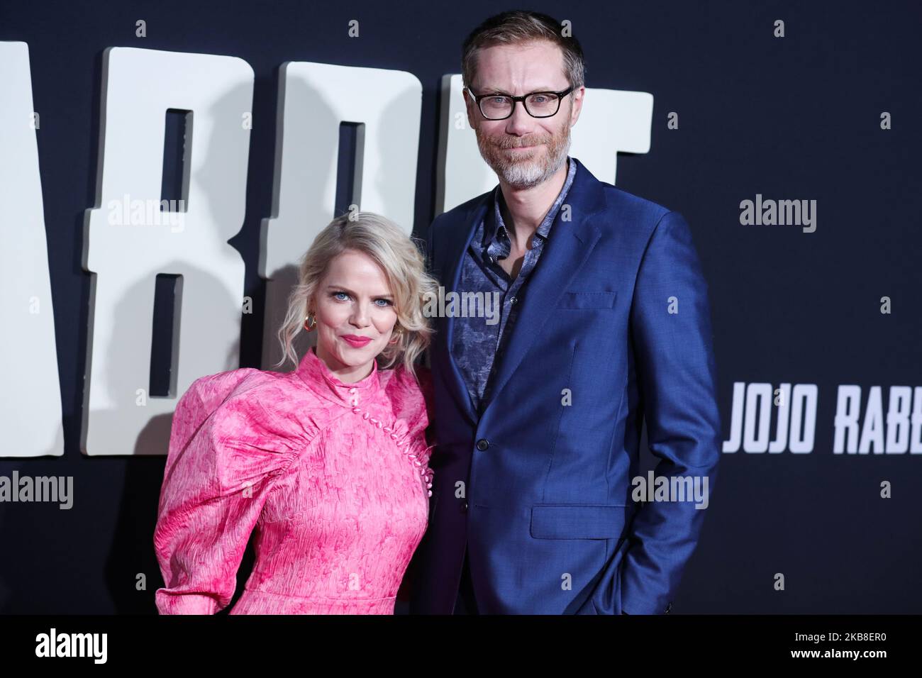 HOLLYWOOD, LOS ANGELES, CALIFORNIA, USA - OCTOBER 15: Mircea Monroe and Stephen Merchant arrive at the Los Angeles Premiere Of Fox Searchlight's 'Jojo Rabbit' held at the Hollywood American Legion Post 43 on October 15, 2019 in Hollywood, Los Angeles, California, United States. (Photo by David Acosta/Image Press Agency/NurPhoto) Stock Photo