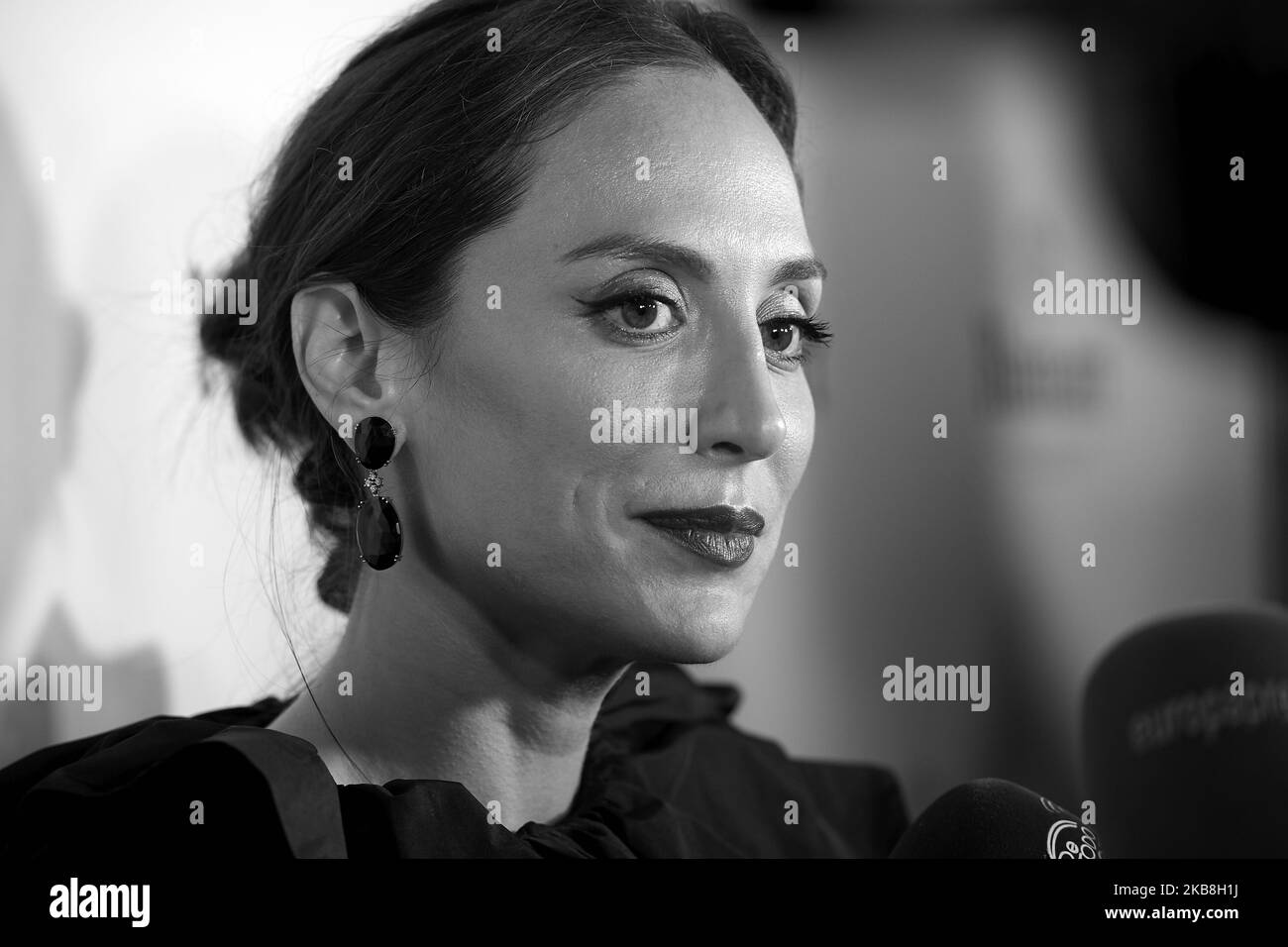 (EDITOR'S NOTE: Image has been converted to black and white) Tamara Falco attends the 'Ruinart Rose Market' at The Sibarist in Madrid, Spain on Oct 17, 2019 (Photo by Carlos Dafonte/NurPhoto) Stock Photo