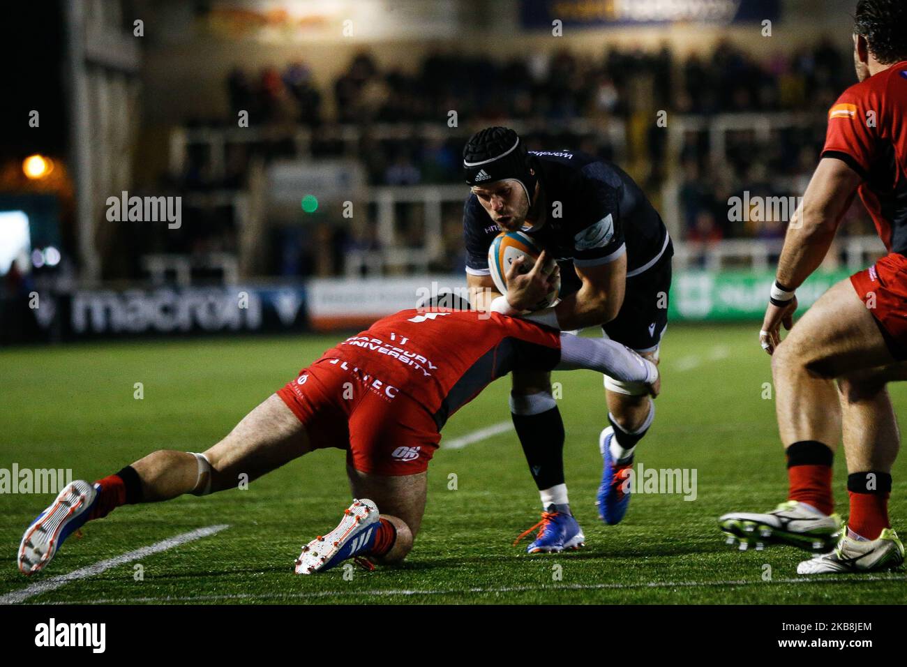 Will Welch of Newcastle Falcons in action during the Greene King IPA Championship match between Newcastle Falcons and Hartpury College at Kingston Park, Newcastle on Friday 18th October 2019. (Photo by Chris Lishman/MI News/NurPhoto) Stock Photo