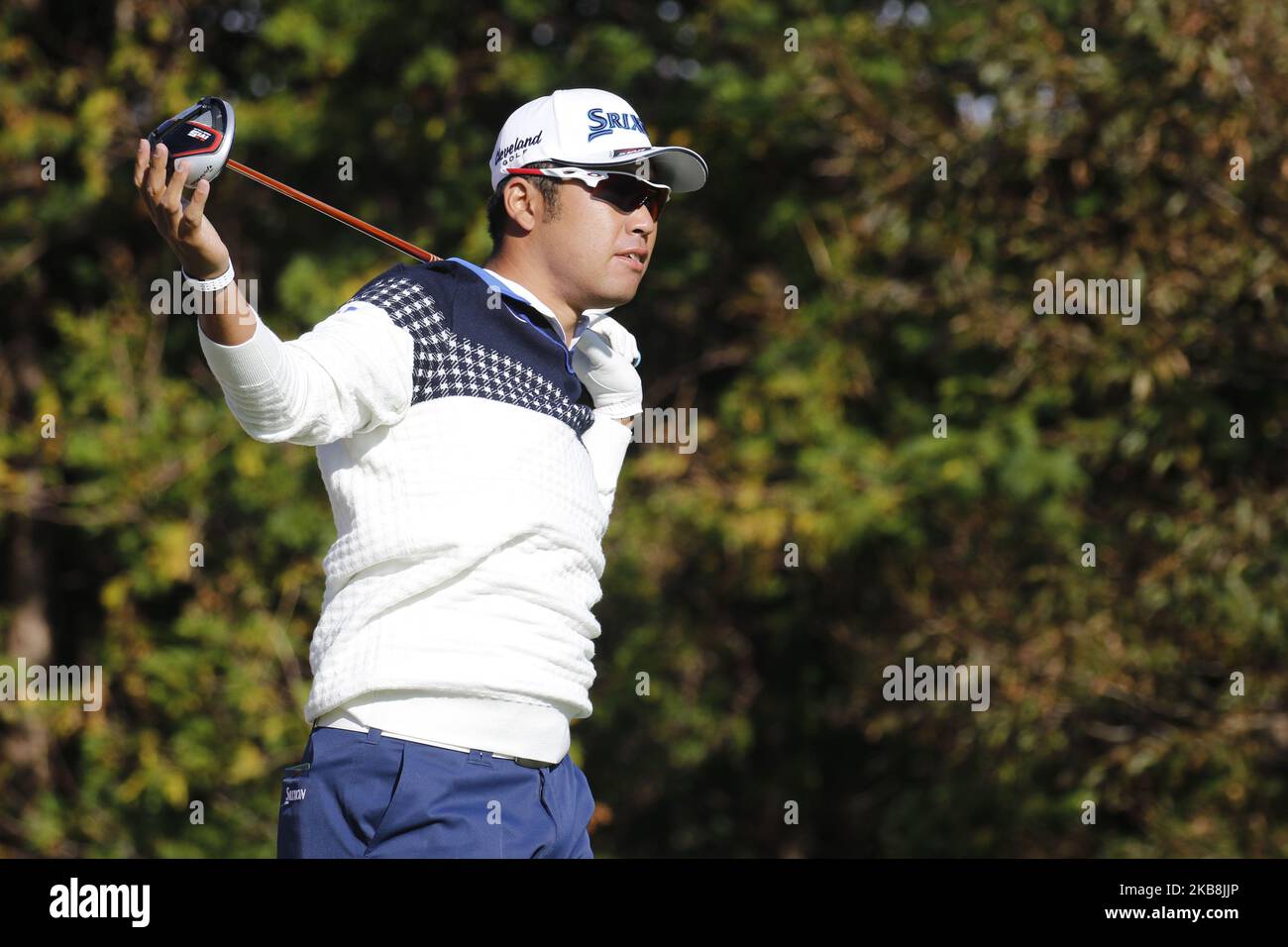 Hideki Matsuyama of Japan of Japan action during an PGA Tour The CJ Cup Nine Bridges Round 3 at Nine Bridge Golf Club in Jeju, South Korea, on October 19, 2019. v (Photo by Seung-il Ryu/NurPhoto) Stock Photo