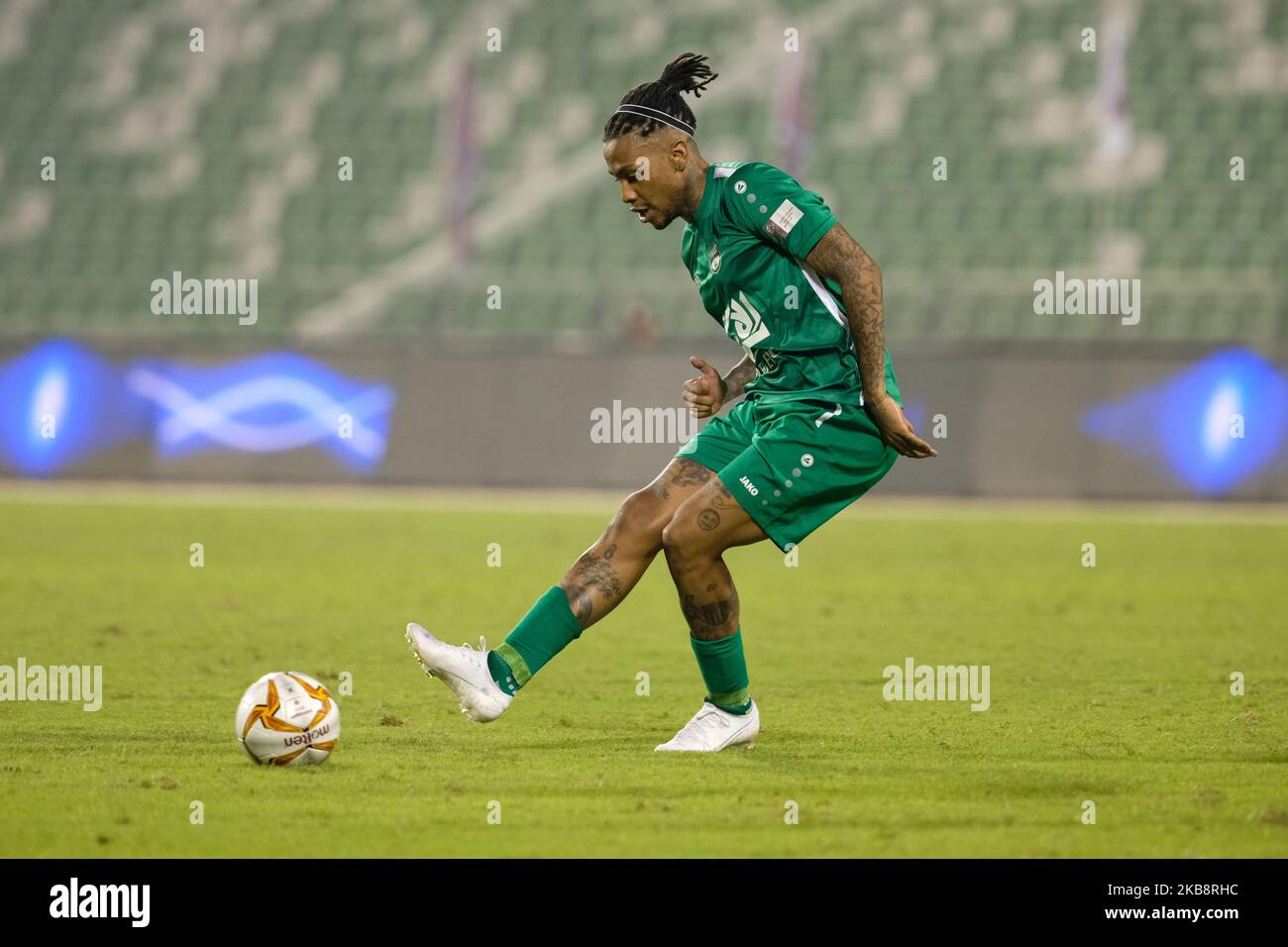Al Ahli's Abel Hernandez on the ball during the QNB Stars League match against Al Shahaniya on October 19 2019 at the Hamad bin Khalifa Stadium, Doha, Qatar. (Photo by Simon Holmes/NurPhoto) Stock Photo