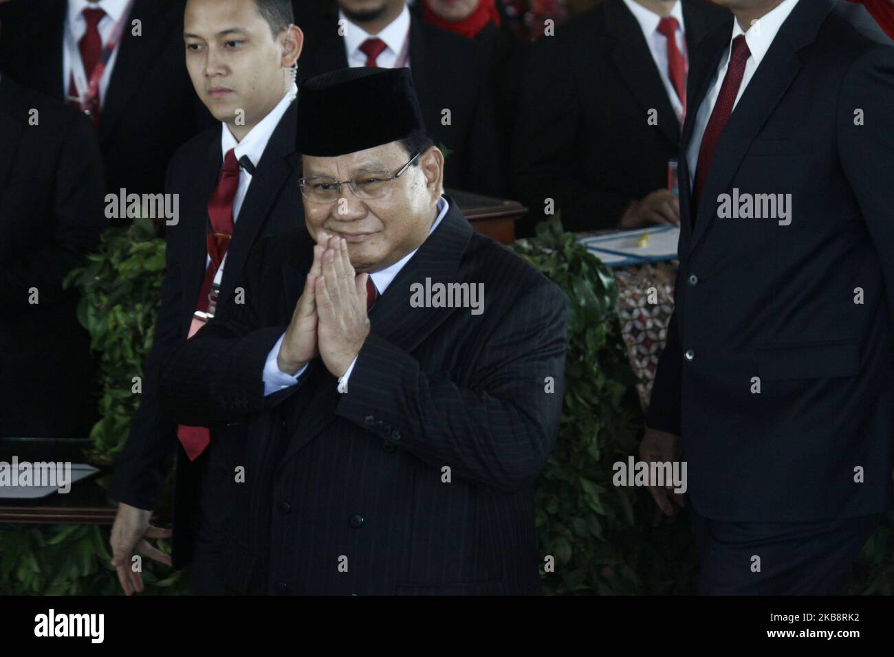 Former of general Prabowo Subianto attend for the Inauguration ceremony of Indonesian President, Joko Widodo, and Vice President, Ma'ruf Amin at the House of Representative building, Jakarta on October 20, 2019. Joko Widodo has been re-elected as Indonesian President for period for 2019-2024 with Ma'ruf Amin as Vice President. (Photo by Aditya Irawan/NurPhoto) Stock Photo