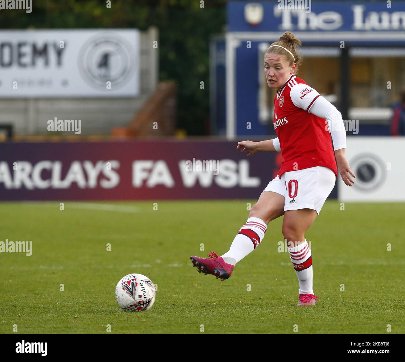 during FA WSL Continental Tyres Cup Group One South match between Arsenal Women and Charlton Athletic Women at Meadow Park Stadium on September 20, 2019 in Borehamwood, England (Photo by Action Foto Sport/NurPhoto) Stock Photo