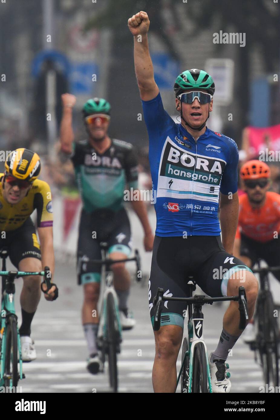 Pascal Ackermann of Germany and Team Bora-Hansgrohe, wins the six stage, 168.3km Guilin Stage Race, of the 3rd edition of the Cycling Tour de Guangxi 2019, . On Tuesday, October 22, 2019, in Guilin, Guangxi Region, China. (Photo by Artur Widak/NurPhoto) Stock Photo