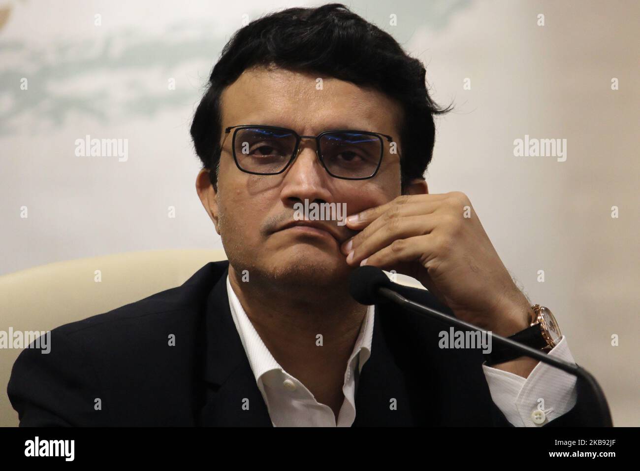 Former Indian Cricketer Sourav Ganguly Looks On During A Press ...