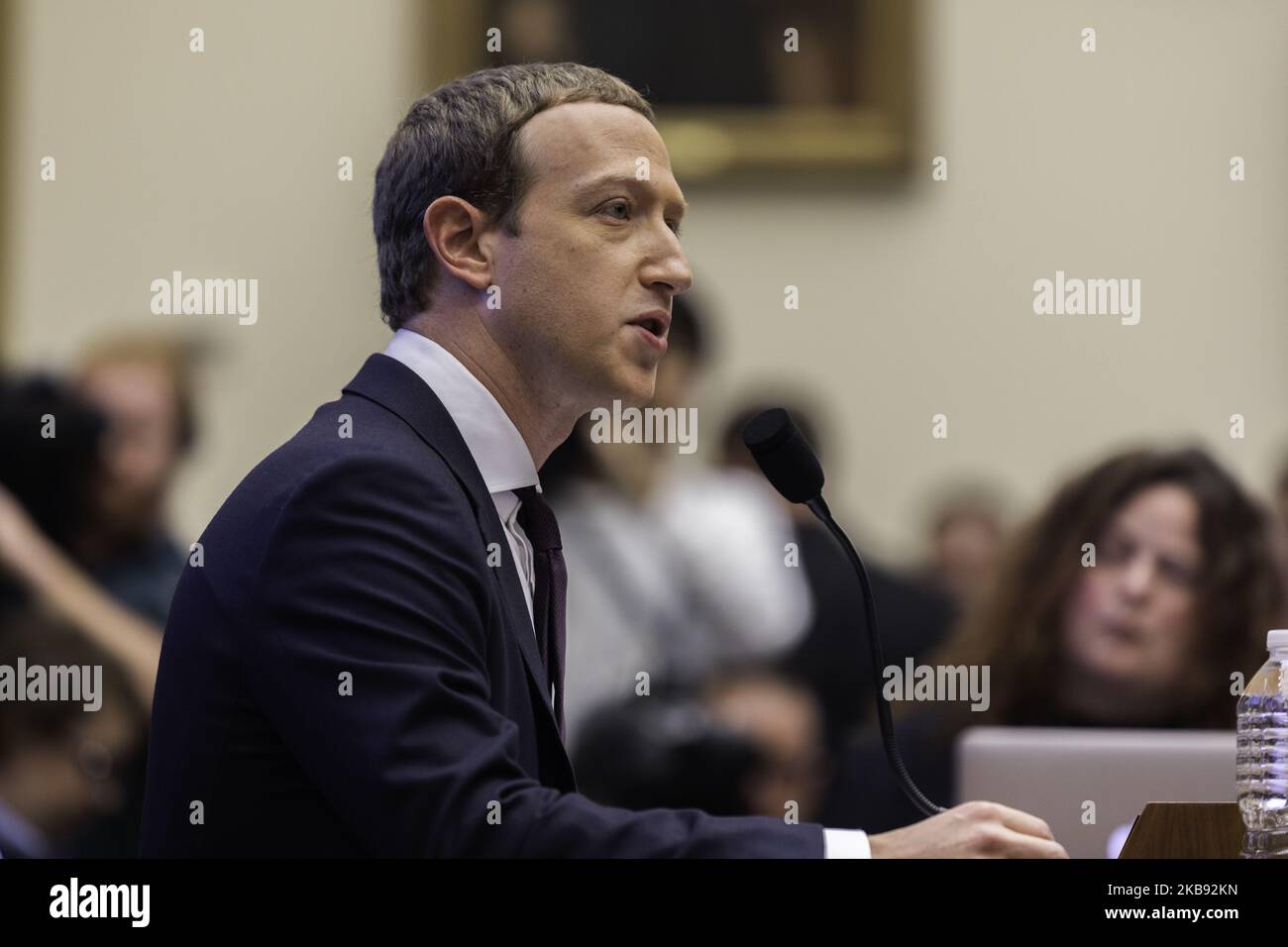 The Facebook CEO, Mark Zuckerberg, testified before the House Financial Services Committee on Wednesday, October 23, 2019 Washington, D.C. (Photo by Aurora Samperio/NurPhoto) Stock Photo