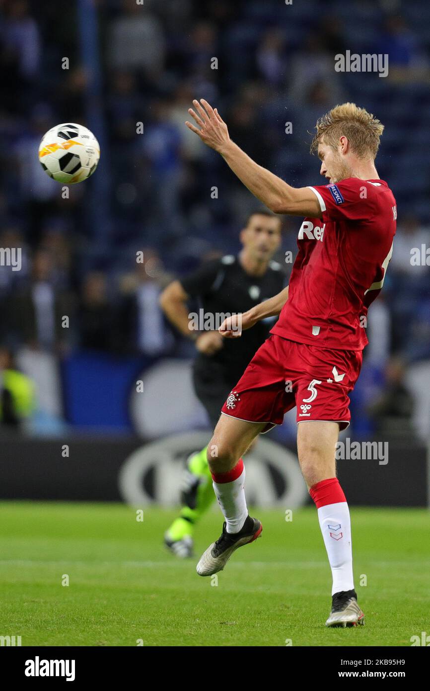 Filip Helander defender of Rangers FC in action during the UEFA Europa League group G match between FC Porto and Rangers FC, at Dragao Stadium on October 24, 2019 in Porto, Portugal. (Photo by Paulo Oliveira / DPI / NurPhoto) Stock Photo