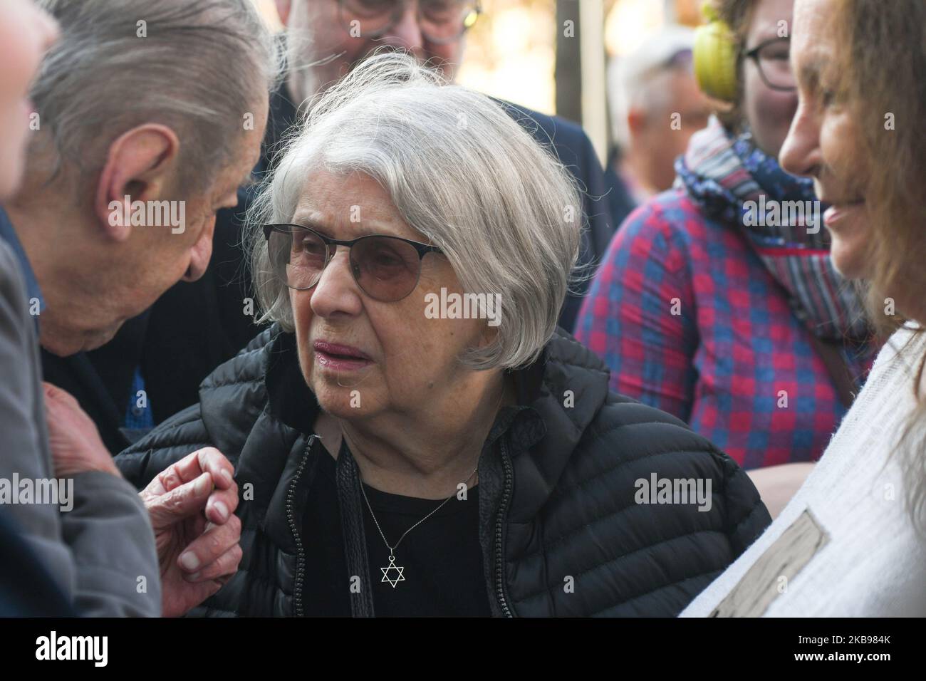 Krystyna Zachwatowicz, seen during the opening of Gustaw Holoubek square in Krakow. Krystyna Zachwatowicz, a Polish scenographer, costume designer and actress, is the wife of the late film director Andrzej Wajda. On Friday, October 25, 2019, in Krakow, Poland. (Photo by Artur Widak/NurPhoto) Stock Photo
