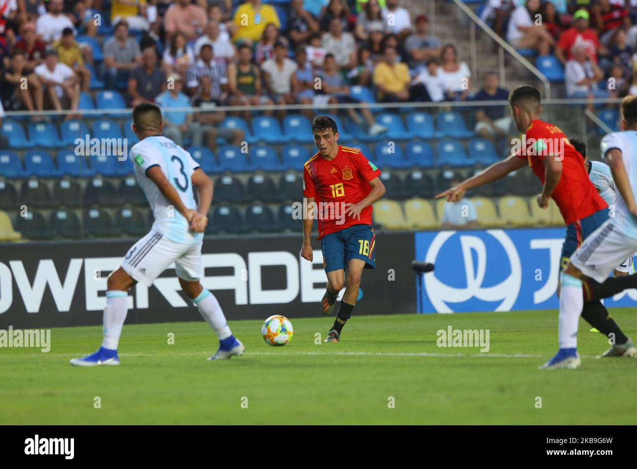 Pedro Gonzalez Lopez, Pedri, (C) of Spain in action during the FIFA U-17 World Cup Brazil 2019 group E match between Spain and Argentina at Estadio Kleber Andrade on October 28, 2019 in Vitoria, Brazil. (Photo by Gilson Borba/NurPhoto) Stock Photo