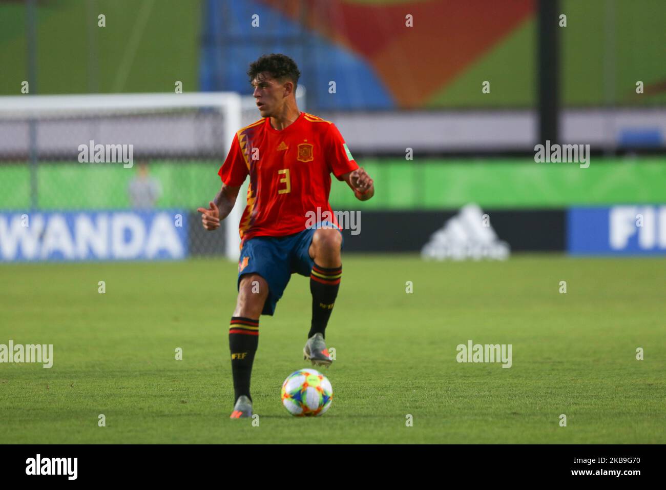 Javier Lopez Carballo of Spain controls the ball during the FIFA U-17 World Cup Brazil 2019 group E match between Spain and Argentina at Estadio Kleber Andrade on October 28, 2019 in Vitoria, Brazil. (Photo by Gilson Borba/NurPhoto) Stock Photo