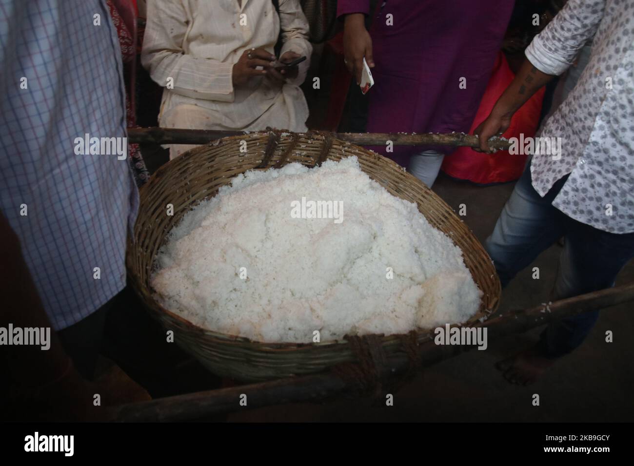 Akshata Rice Indian Devotees collecting holy rice during the Annakut Utsav ...