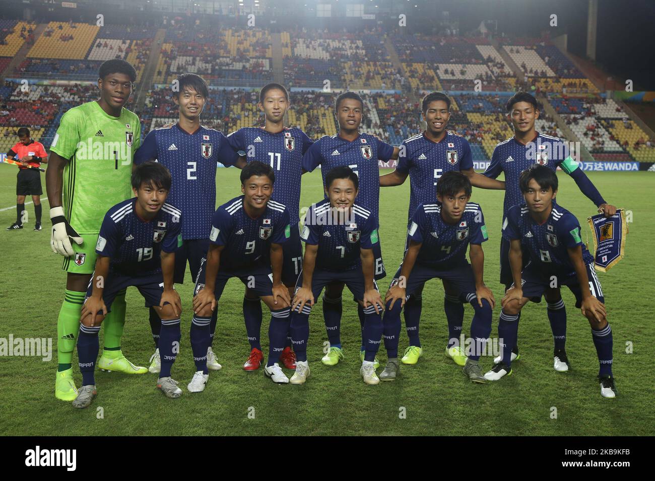 The starting lineup of Japan before the FIFA U-17 World Cup Brazil 2019 group D match between United States and Japan at Estadio Kleber Andrade on October 30, 2019 in Vitoria, Brazil. (Photo by Gilson Borba/NurPhoto) Stock Photo