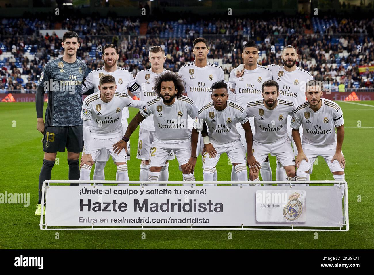 Team photo of Real Madrid during La Liga match between Real Madrid and CD Leganes at Santiago Bernabeu Stadium in Madrid, Spain. October 30, 2019. (Photo by A. Ware/NurPhoto) Stock Photo