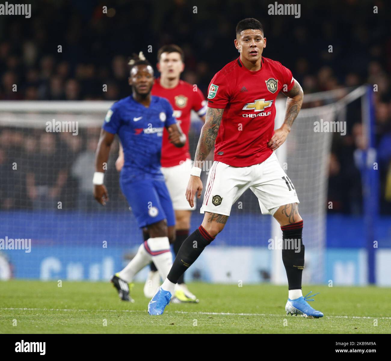 Manchester United's Marcos Rojo during Carabao Cup Fourth Round between Chelsea and Manchester United at Stanford Bridge Stadium , London, England on 30 October 2019 t (Photo by Action Foto Sport/NurPhoto) Stock Photo