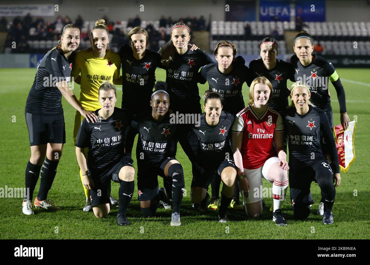 Slavia Praha Team shot during Uefa Women's Champions League Round of 16 Leg 2 match between Arsenal Women and Slavia Praha Women at Meadow Park Stadium on October 31, 2019 in Borehamwood, England (Photo by Action Foto Sport/NurPhoto) Stock Photo