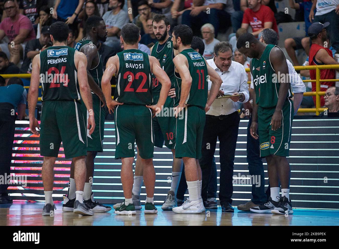 Miguel Archangel Volcan, coach of Aguada during the game between SESI/Franca (Brazil) v Aguada (Uruguay), valid for the FIBA Champions League Americas, at Pedro Morilla Fuentes Gymnasium, in Franca, Sao Paulo, on 1 November 2019 (Photo by Igor Do Vale/NurPhoto) Stock Photo