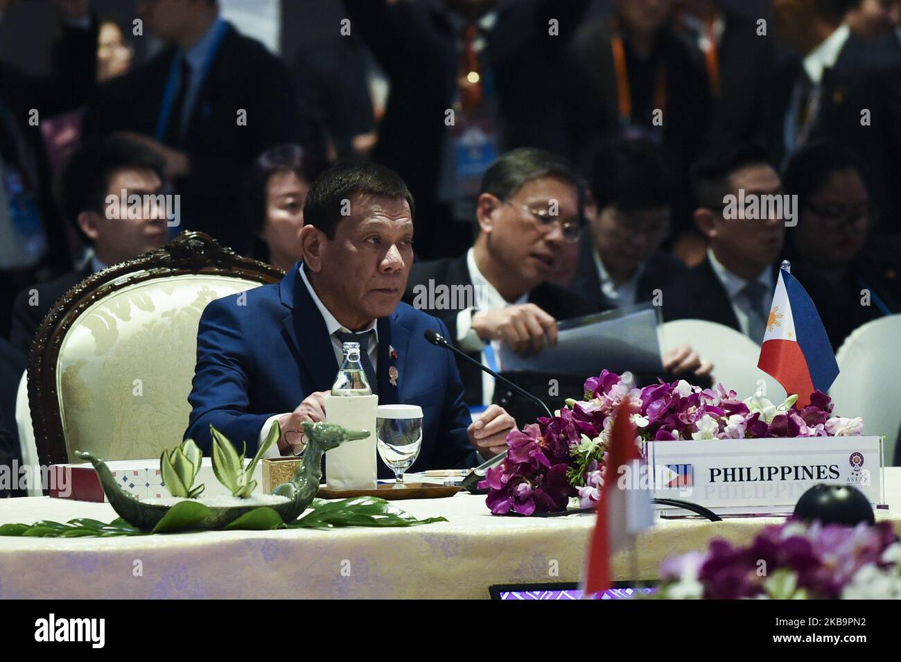 Philippine President Rodrigo Duterte during 35th Association of Southeast Asian Nations (ASEAN) Summit at IMPACT Muang Thong Thani in Nonthaburi province, Thailand, 02 November 2019. (Photo by Anusak Laowilas/NurPhoto) Stock Photo