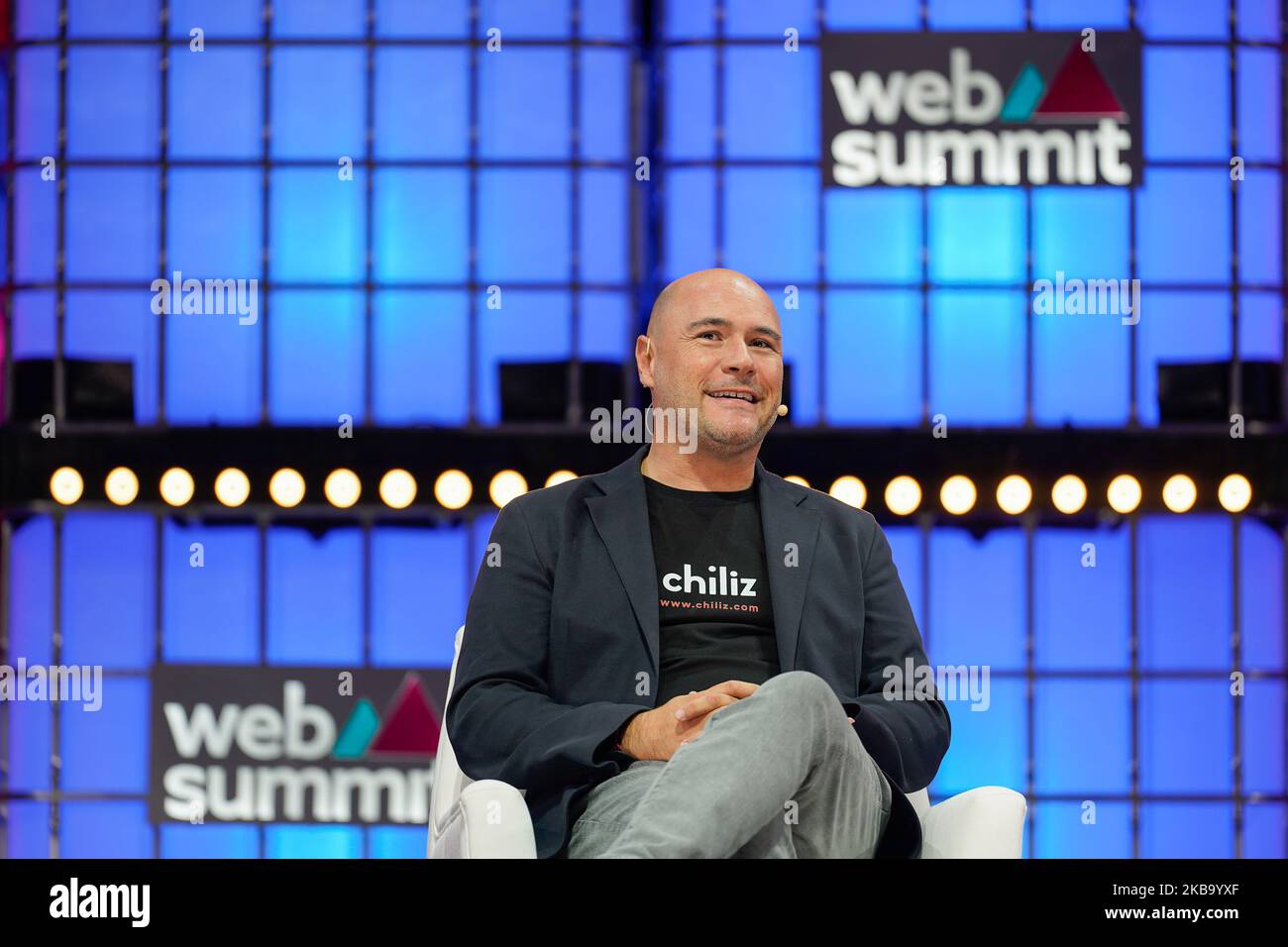 Lisbon, Portugal. 03rd Nov, 2022. Alexandre Dreyfus, CEO at Chiliz & Socios.com, addresses the audience during the third day of the Web Summit 2022 in Lisbon. (Photo by Bruno de Carvalho/SOPA Images/Sipa USA) Credit: Sipa USA/Alamy Live News Stock Photo