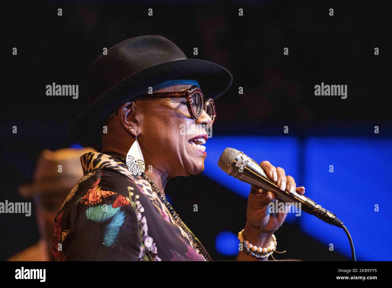 The american jazz singer Dee Bridgewater performs live at Blue Note on october 16th, 2019 in Milan, Italy. (Photo by Roberto Finizio/NurPhoto) Stock Photo