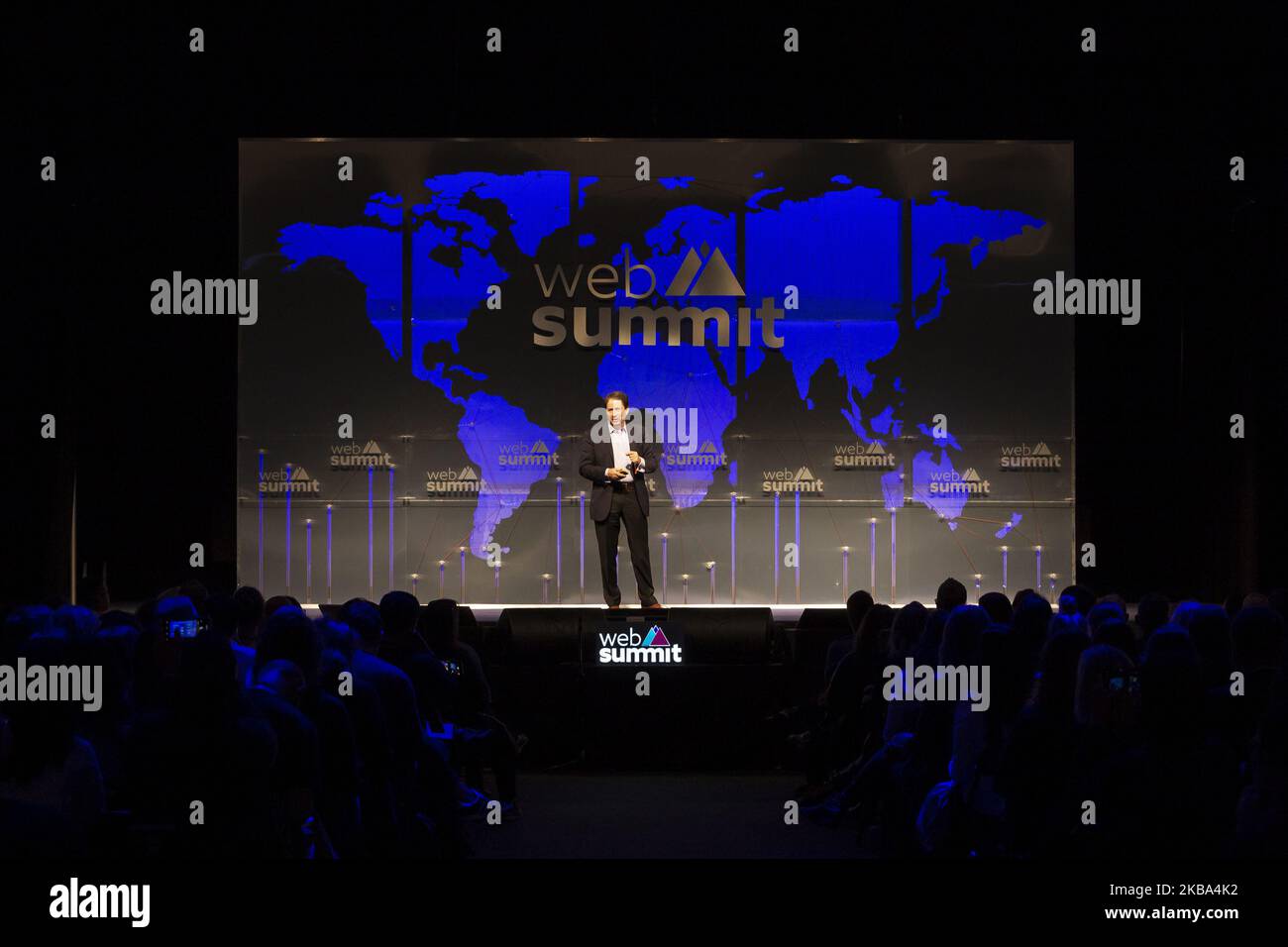 Marcus Weldon (Nokia) speaks at at Center Stage of Web Summit in Altice Arena on November 05, 2019 in Lisbon, Portugal. Web Summit is an annual technology conference which brings together a variety of technology companies to discuss the future of industry. This year's event runs from November 4- 7 and is expected to attract around 70,000 participants. Stock Photo