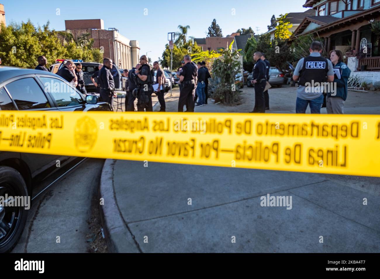 Los Angeles Police Department officers exercise and maintain law
