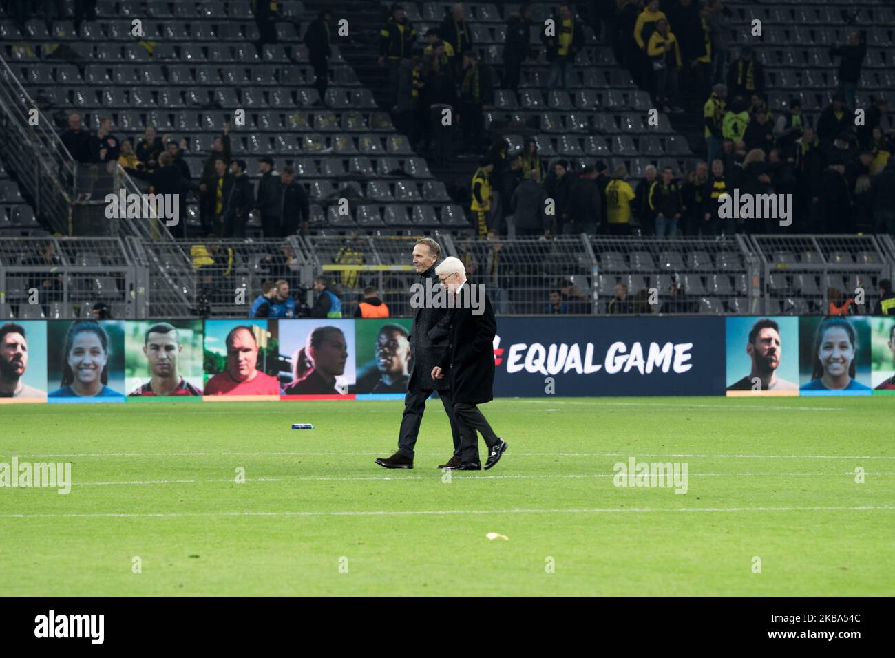 CEO Hans-Joachim Watzke and Reinhard Rauball of Dortmund walk over the pitch after the UEFA Champions League Group F match between Borussia Dortmund and FC Internazionale Milano at the Signal Iduna Park on November 05, 2019 in Dortmund, Germany. (Photo by Peter Niedung/NurPhoto) Stock Photo
