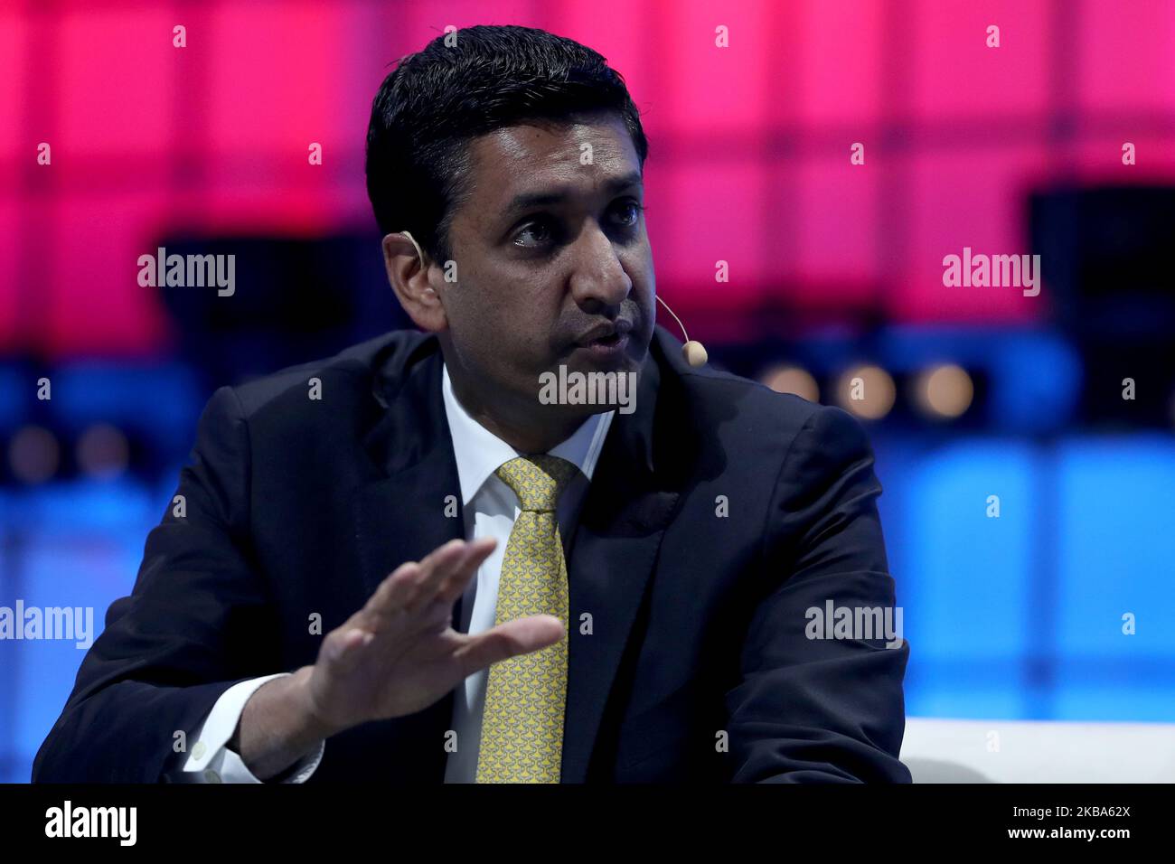 House of Representatives Representative Ro Khanna speaks during the annual Web Summit technology conference in Lisbon, Portugal on November 6, 2019. (Photo by Pedro FiÃºza/NurPhoto) Stock Photo