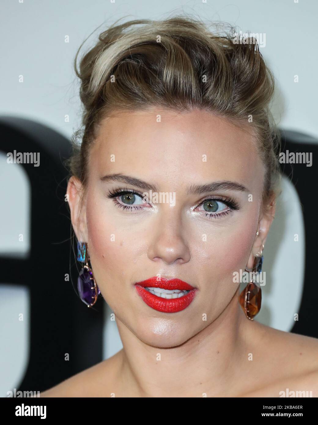 WEST HOLLYWOOD, LOS ANGELES, CALIFORNIA, USA - NOVEMBER 05: Actress  Scarlett Johansson wearing Louis Vuitton with Taffin jewelry arrives at the  Los Angeles Premiere Of Netflix's 'Marriage Story' held at the Directors