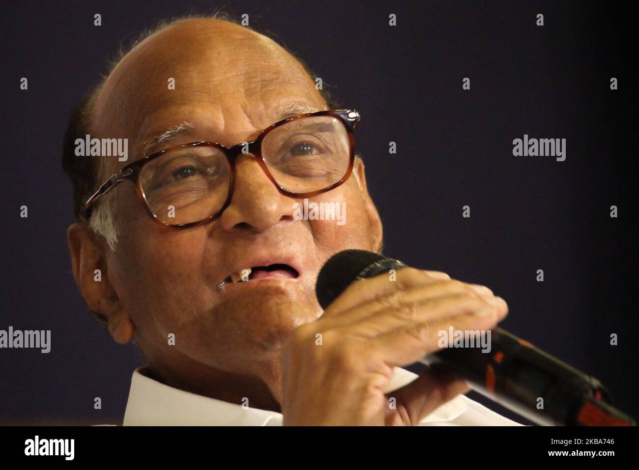 The Nationalist Congress Party (NCP) chief, Sharad Pawar reacts during a press conference in Mumbai, India on 06 November 2019. (Photo by Himanshu Bhatt/NurPhoto) Stock Photo