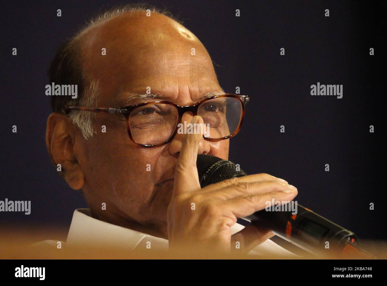 The Nationalist Congress Party (NCP) chief, Sharad Pawar looks on during a press conference in Mumbai, India on 06 November 2019. (Photo by Himanshu Bhatt/NurPhoto) Stock Photo