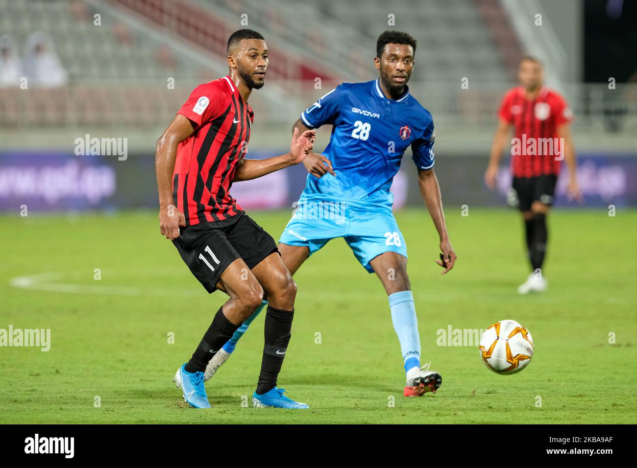 Al Rayyan's Abdulaziz Hatem on the ball during the QNB Stars League match against Al Shahania at the Abdullah bin Khalifa Stadium in Doha, Qatar on 7 November 2019. (Photo by Simon Holmes/NurPhoto) Stock Photo