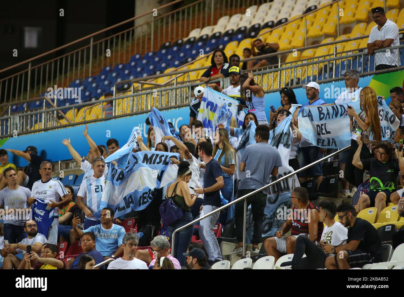 Supporters of Argentina during the FIFA U-17 World Cup Brazil 2019 round of 16 match between Paraguay and Argentina at Estadio Kleber Andrade on November 07, 2019 in Vitoria, Brazil. (Photo by Gilson Borba/NurPhoto) Stock Photo